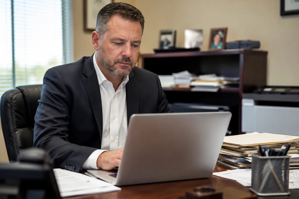 Bondsman using his Laptop