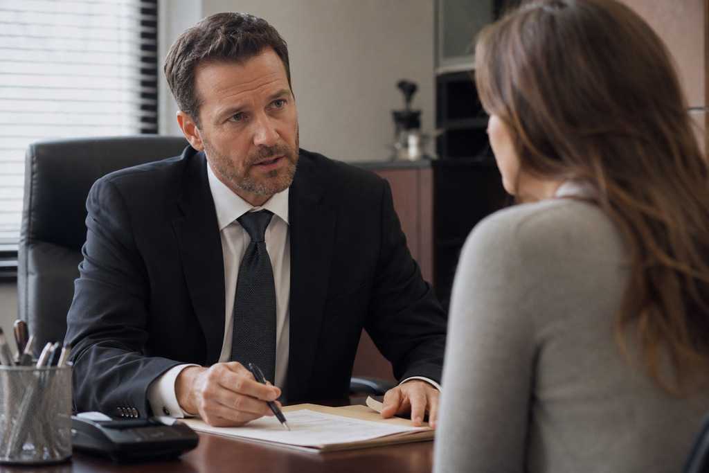 Bail Agent Speaking With Female Client