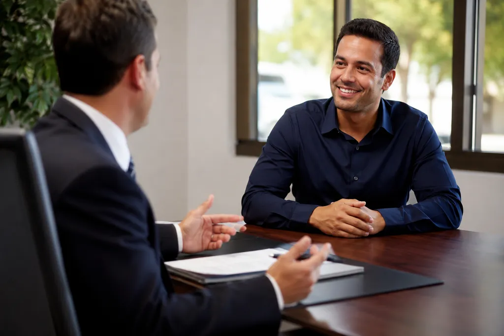 Bail Bondsman Explaining Process To Happy Client
