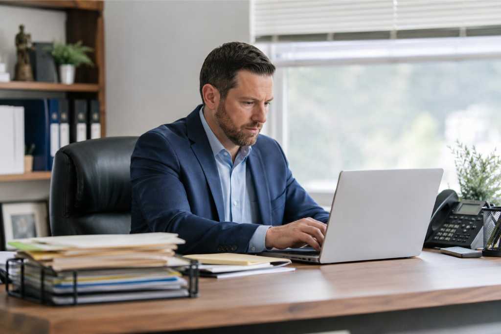 Bail Bondsman Handling Online Paperwork