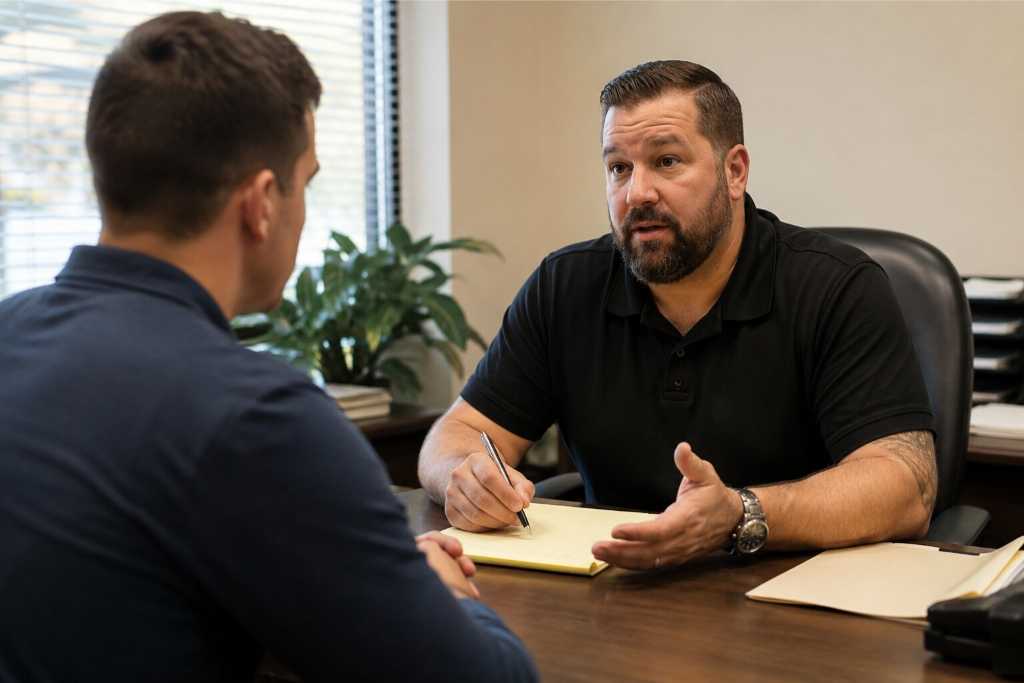 Bail Bondsman Meeting With Client