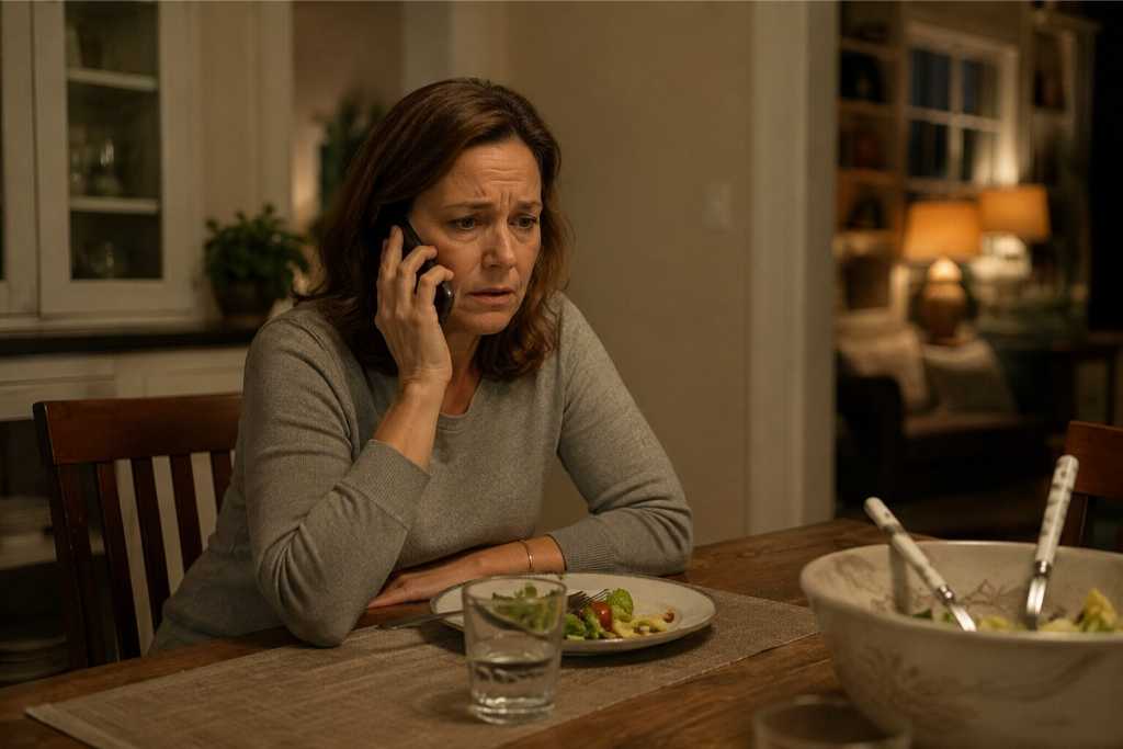 Concerned Relative Speaking On The Phone Indoors