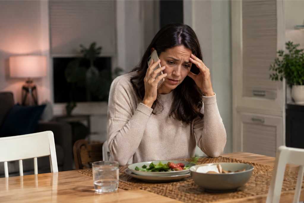 Emotional Phone Conversation After Hours At Home