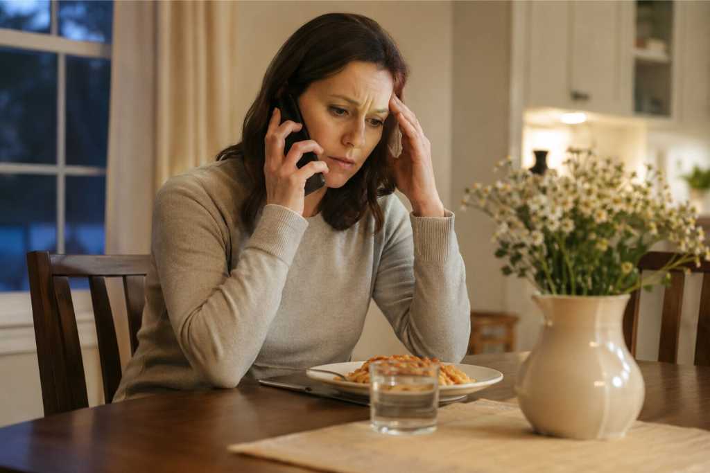 Late Night Concerned Phone Conversation At Home