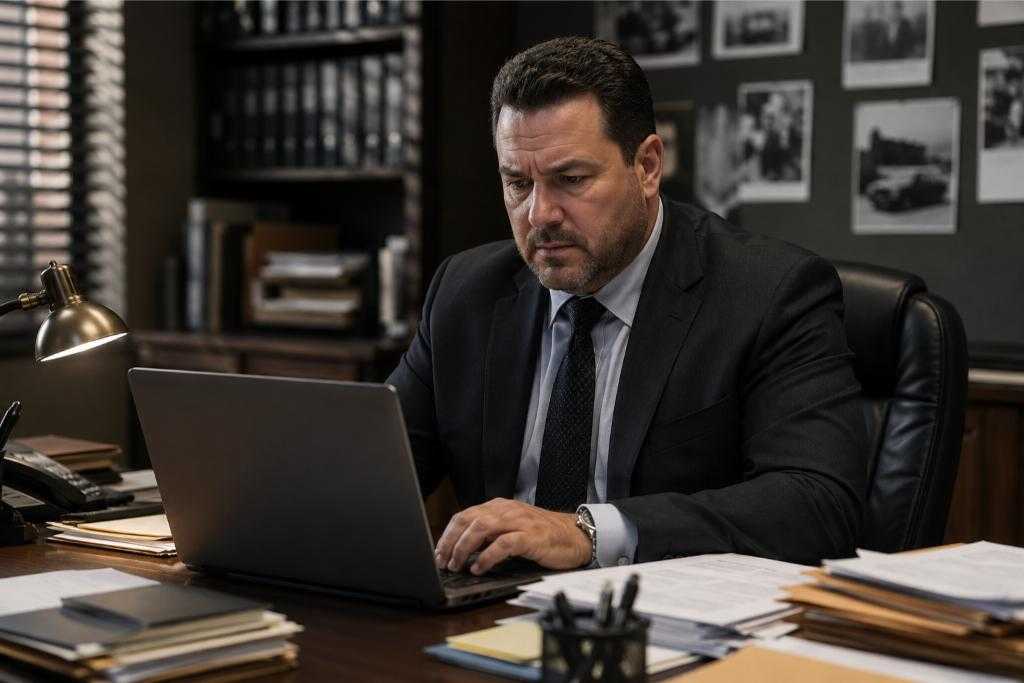 Professional Bondsman Working On Laptop