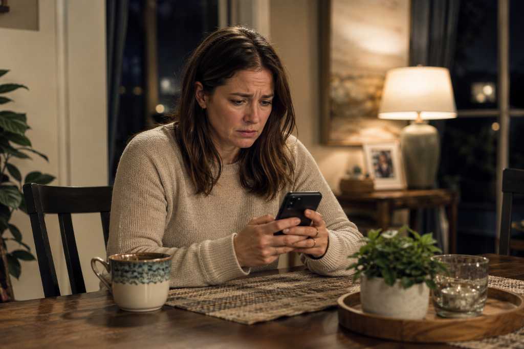 Worried Loved One at A Kitchen Table