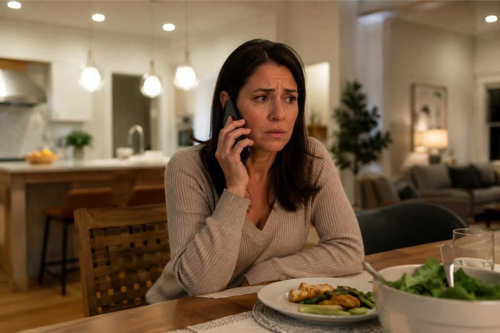 Worried Relative Holding A Phone At Home